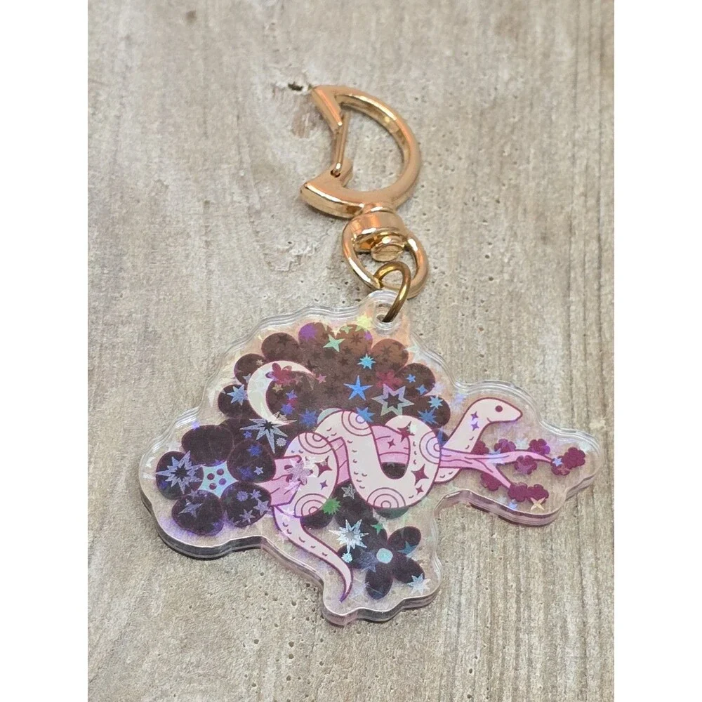 Chinese Zodiac Year of the Snake Celestial Holographic Acrylic Keychain Reptile